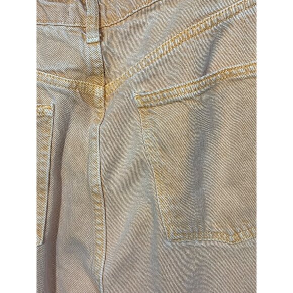 Zara Womens Peach Denim Frayed Hem Straight Leg Jeans Size 12 Made In Turkey - Picture 4 of 5